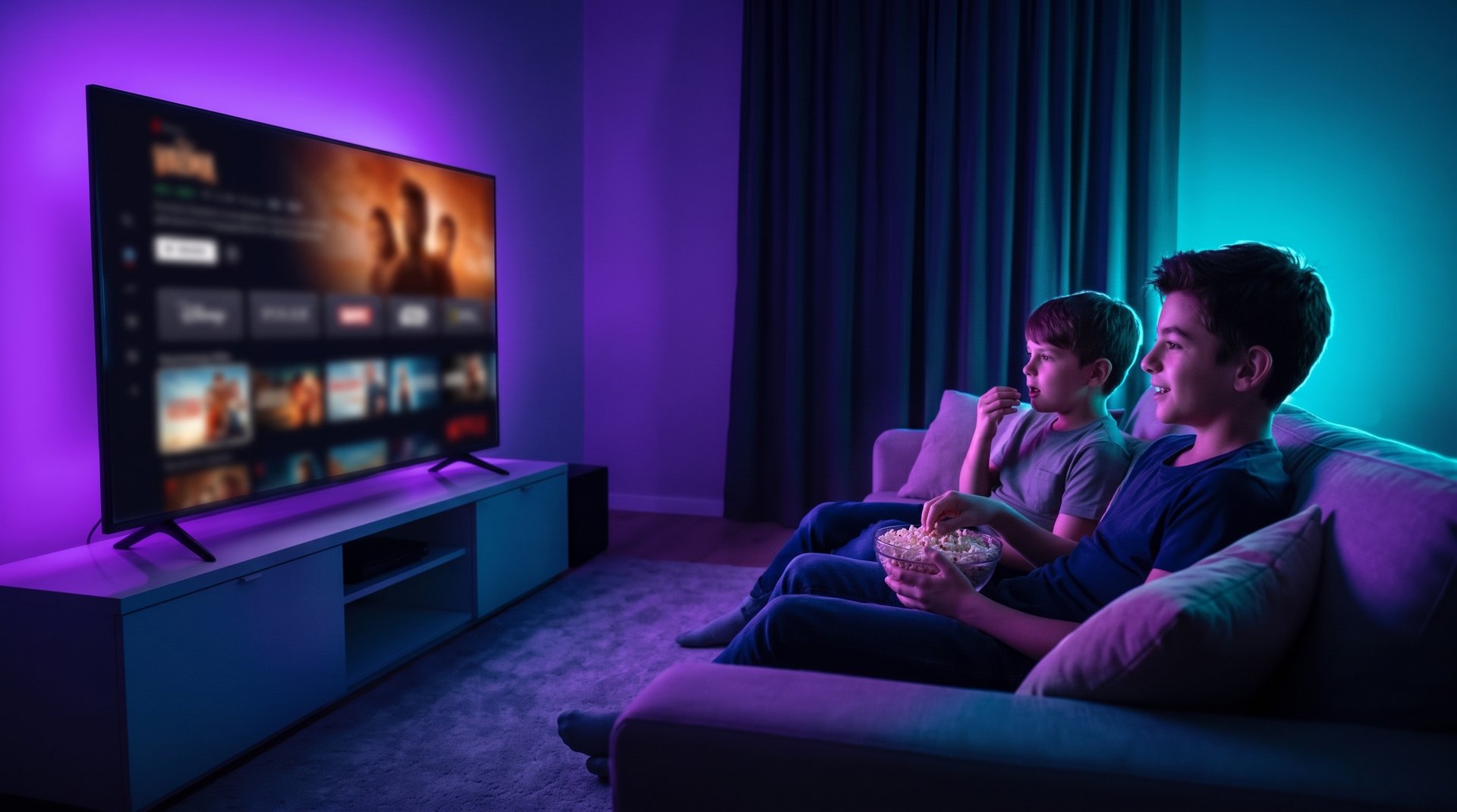 Kids watching a streaming platform in the living room, Kidscorp case study