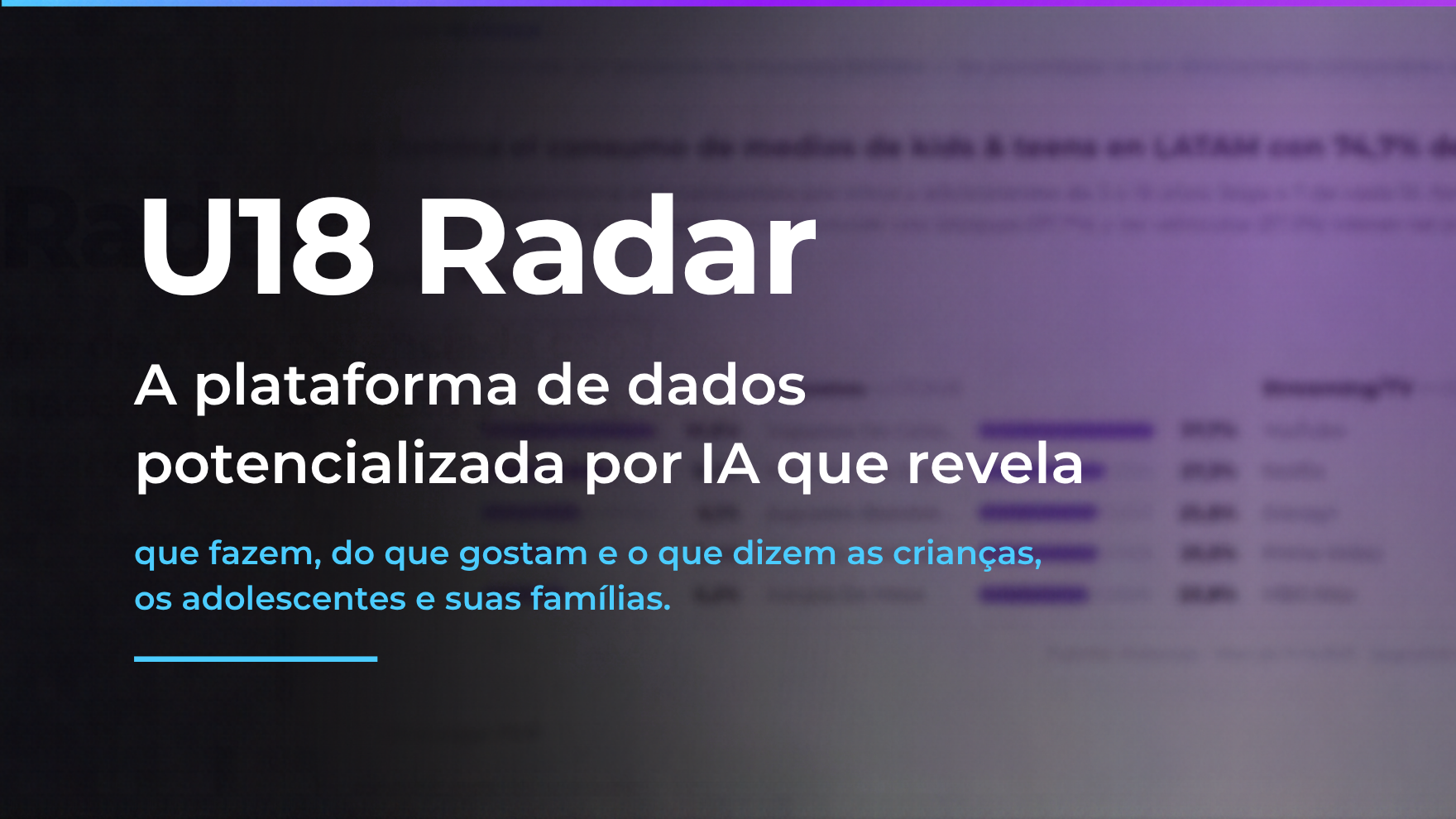 U18 Radar: a plataforma de dados potencializada por IA que revela o que fazem, do que gostam e o que dizem as crianças, os adolescentes e suas famílias